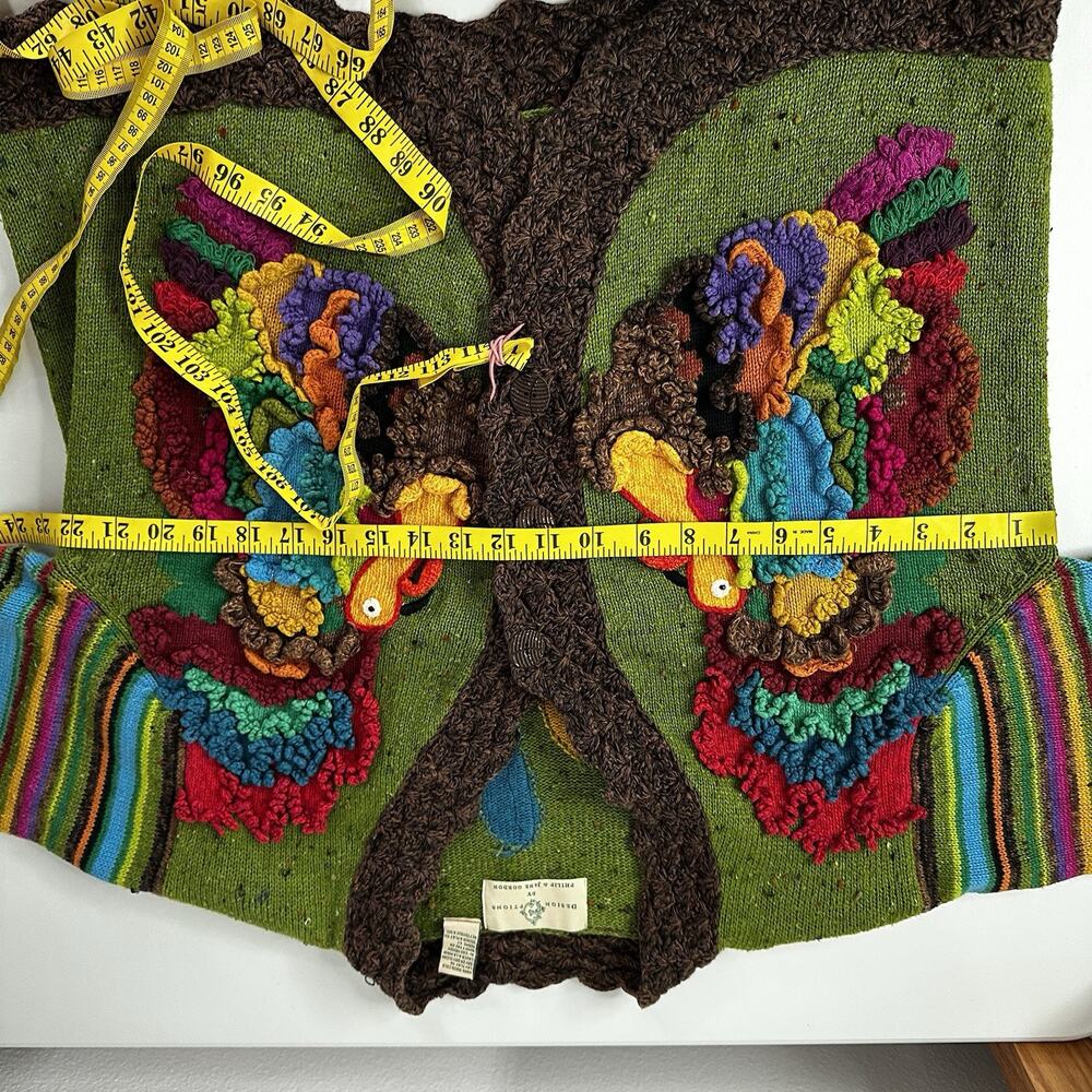 Design Options Cardigan Sweater Women XL Multicolor Thanksgiving Turkey 3D Ramie - Picture 11 of 13